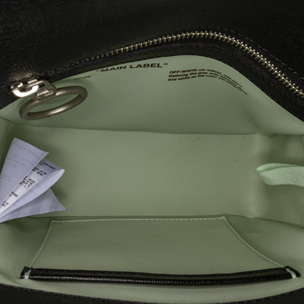 Pre-Owned Authenticated Off-White Binder Clip Crossbody Bag Calf Leather Black Unisex (Good)