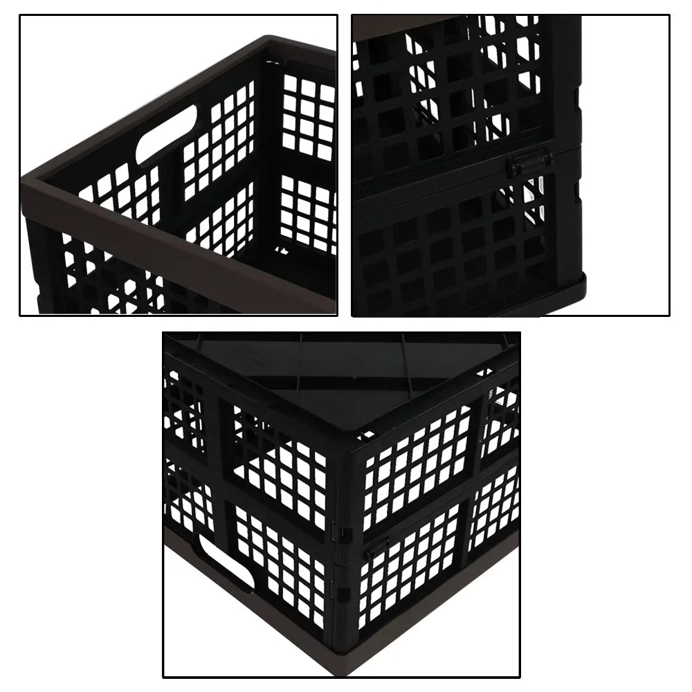 Morcte 42 L Plastic Collapsible Storage Crates, Stacking Folding Storage Basket, 3-Pack