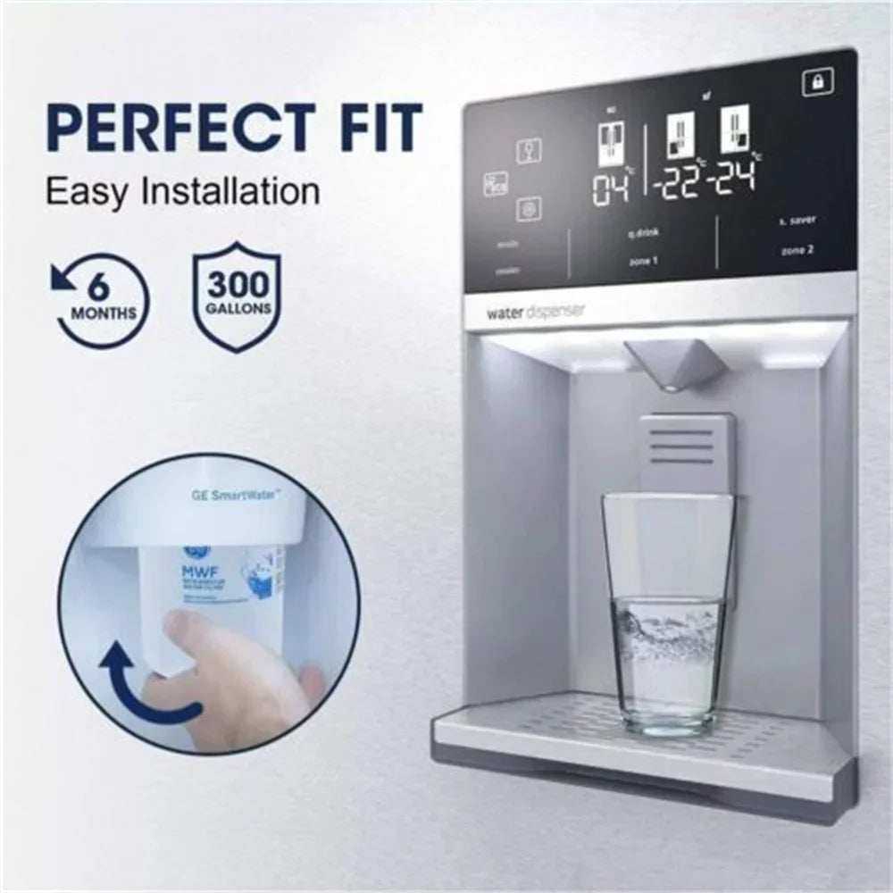 3 Pack  Refrigerator Water Filter, Replacement for Smart Water , , ,  -1, WFC1201, GSE25GSHECSS, PC75009, RWF1060