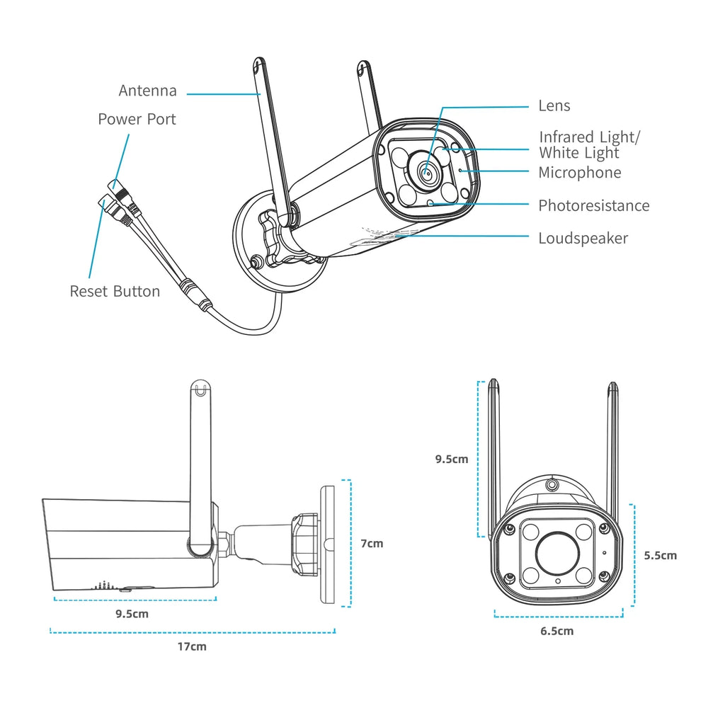 Toguard SC27 2K/3MP  Security Camera System Outdoor with 7" Monitor Bullet Surveillance Camera WiFi Wireless Connector