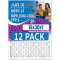 16x30x1 Air Filter  13 Rating, 12 Pack of Furnace Filters Comparable to  1500 - 2200 &  9 - Made in  by     .