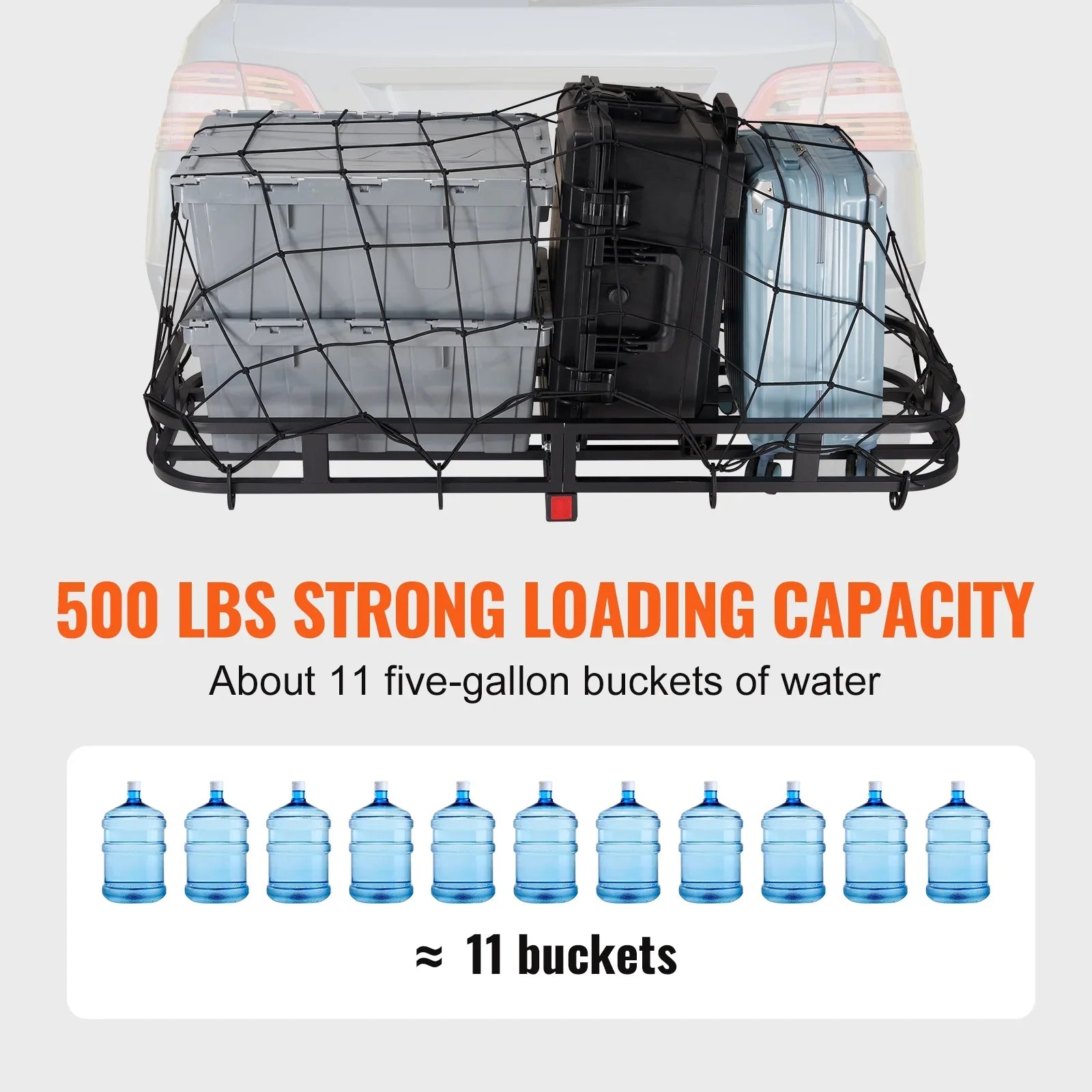Hitch Mount Cargo Carrier 53x19x5 in 500lb & Cargo Net Fits 2" Receiver