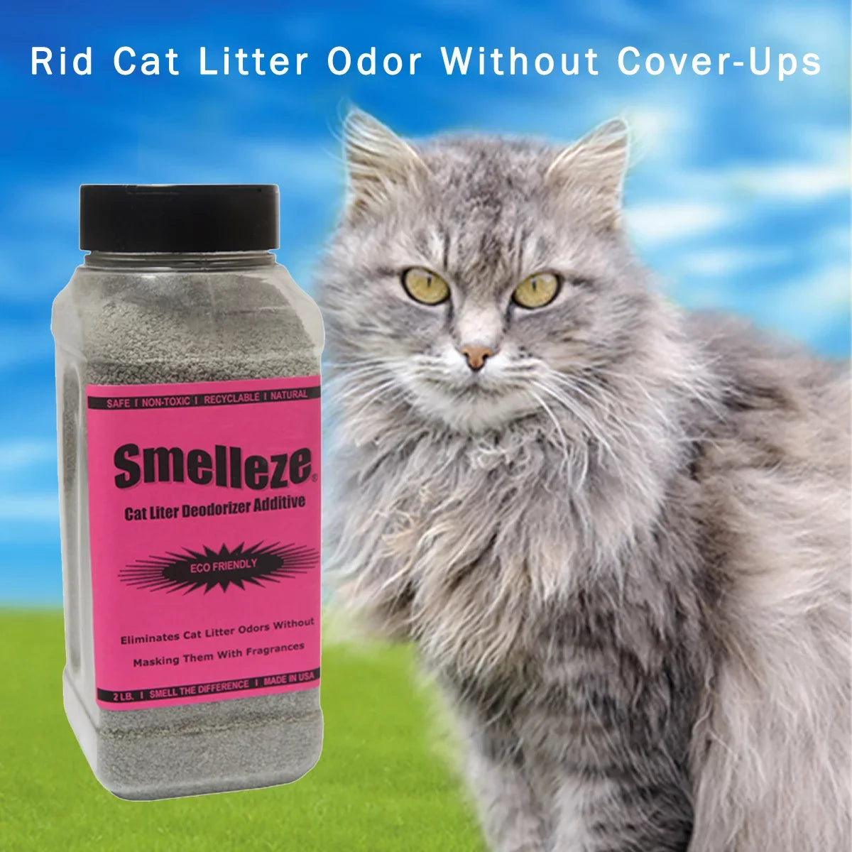 Eco Cat Litter Odor Removal Additive: 50 lb. Granules Get Poop & Pee Stench Out Safely