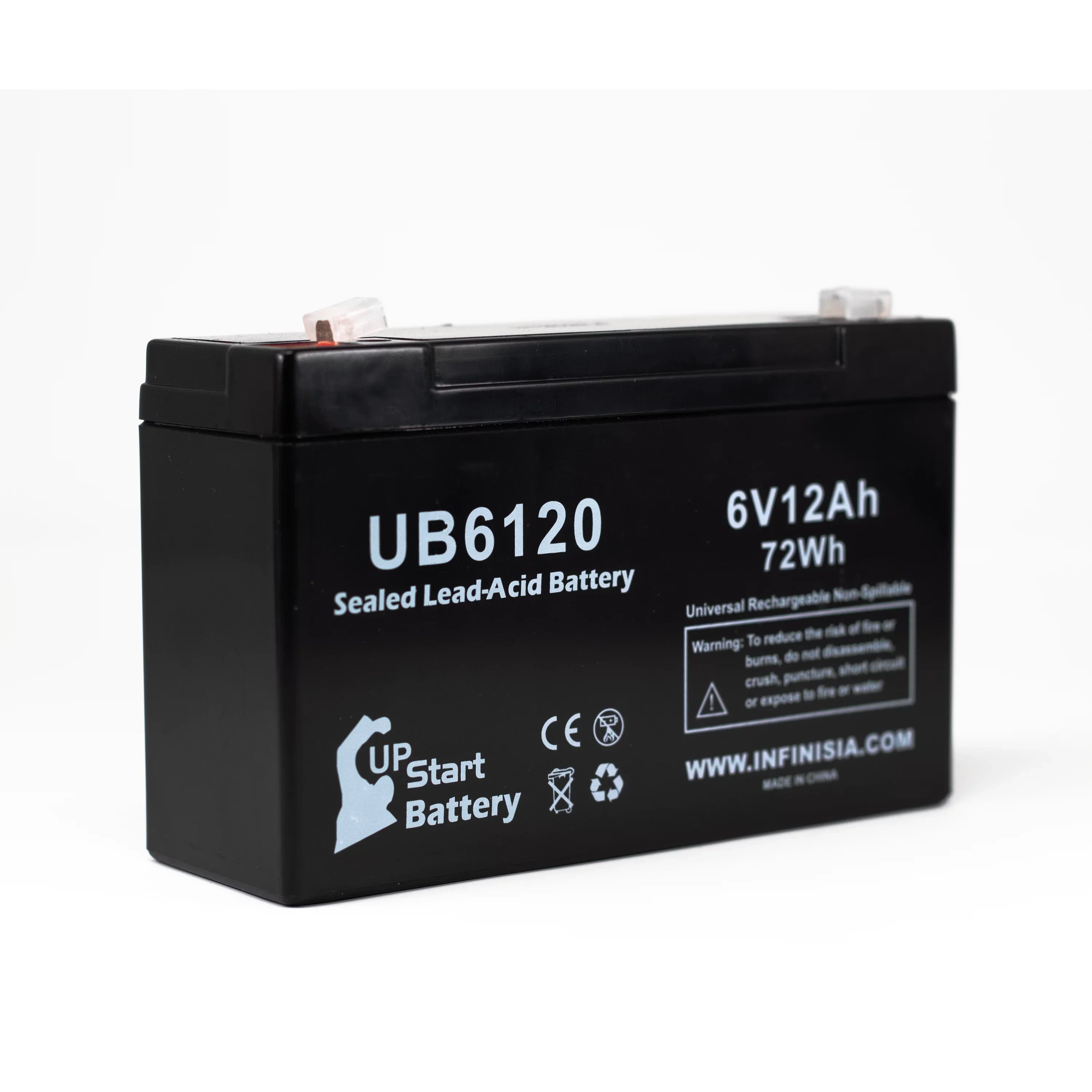 4x Pack - Compatible Tripp-Lite 850 Battery - Replacement UB6120 Universal Sealed Lead Acid Battery (6V, 12Ah, 12000mAh, F1 Terminal, , ) - Includes 8 F1 to F2 Terminal Adapters