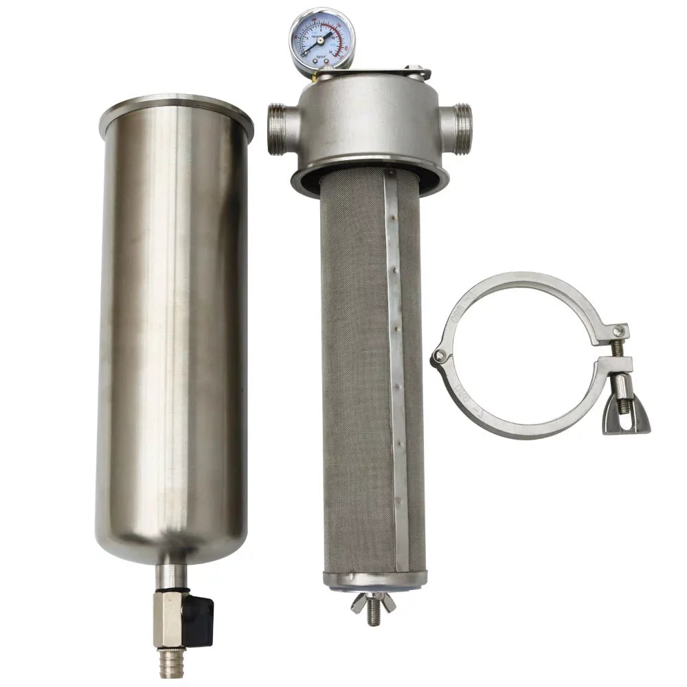 Front Water Filter Housing 10 inch Filter 1 inch  for Whole House Water Purification 304 Stainless Steel 8000L/h