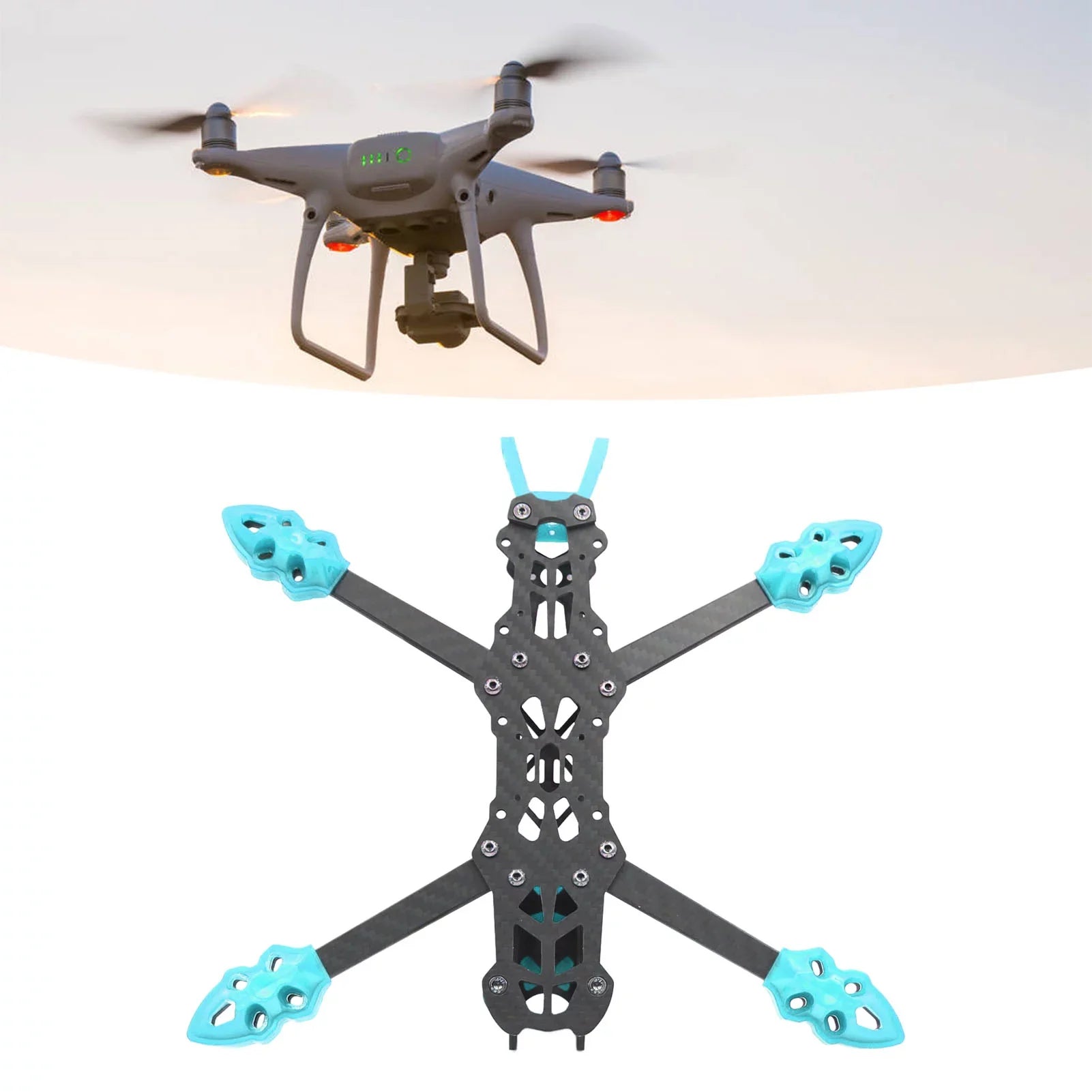 Buumin  Racing Drone Frame Professional 225mm Wheelbase Carbon Fiber Quadcopter Frame for  Drone Accessories Blue