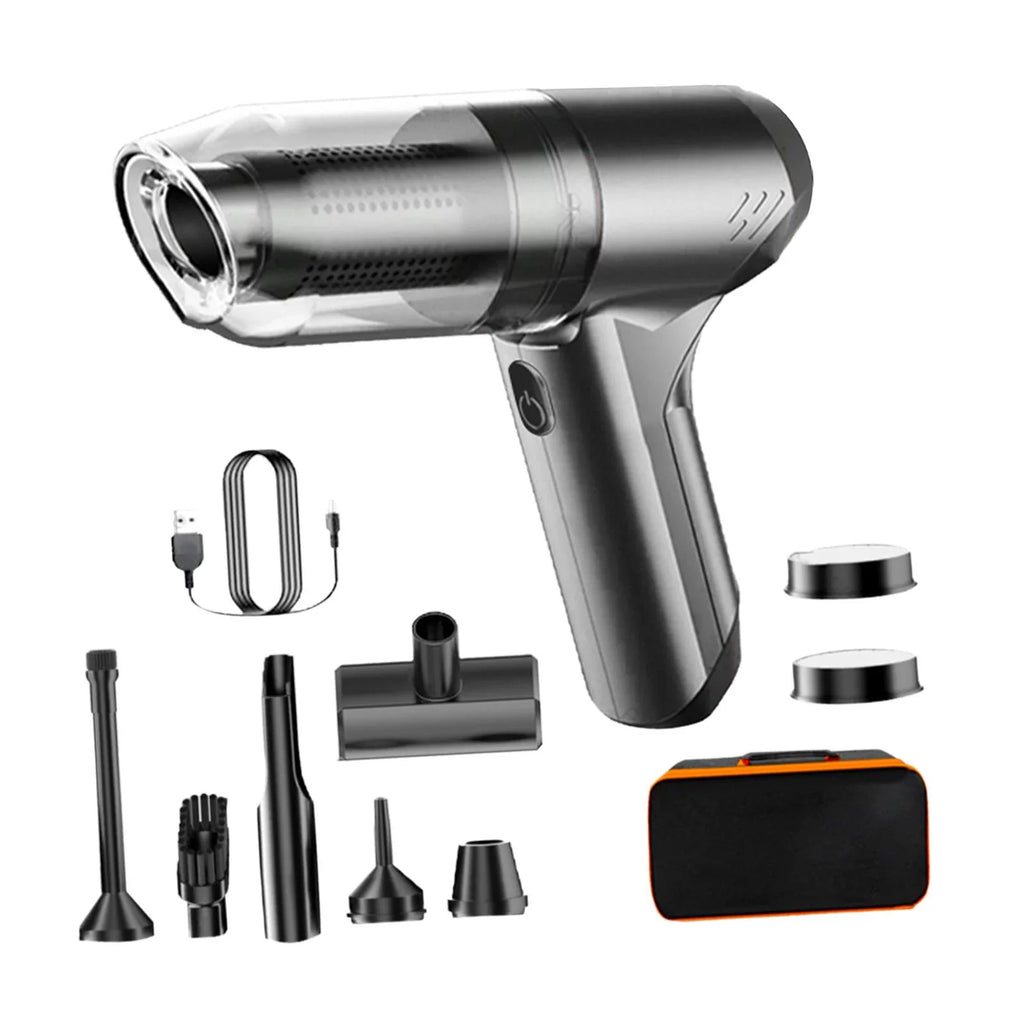 Cordless Handheld Vacuum Compact with Storage Bag with Floor Brush Portable gray with bag