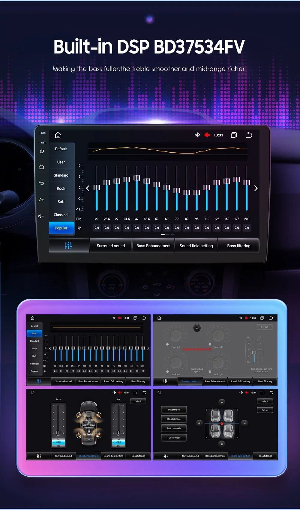 9" Android Car Stereo  / Radio  Navigation 4+32G Universal Double Din 1280X720  Screen Wireless Apple Carplay Android Auto in-Dash Head Unit Multimedia Player,Weather,Play Store,YouTube
