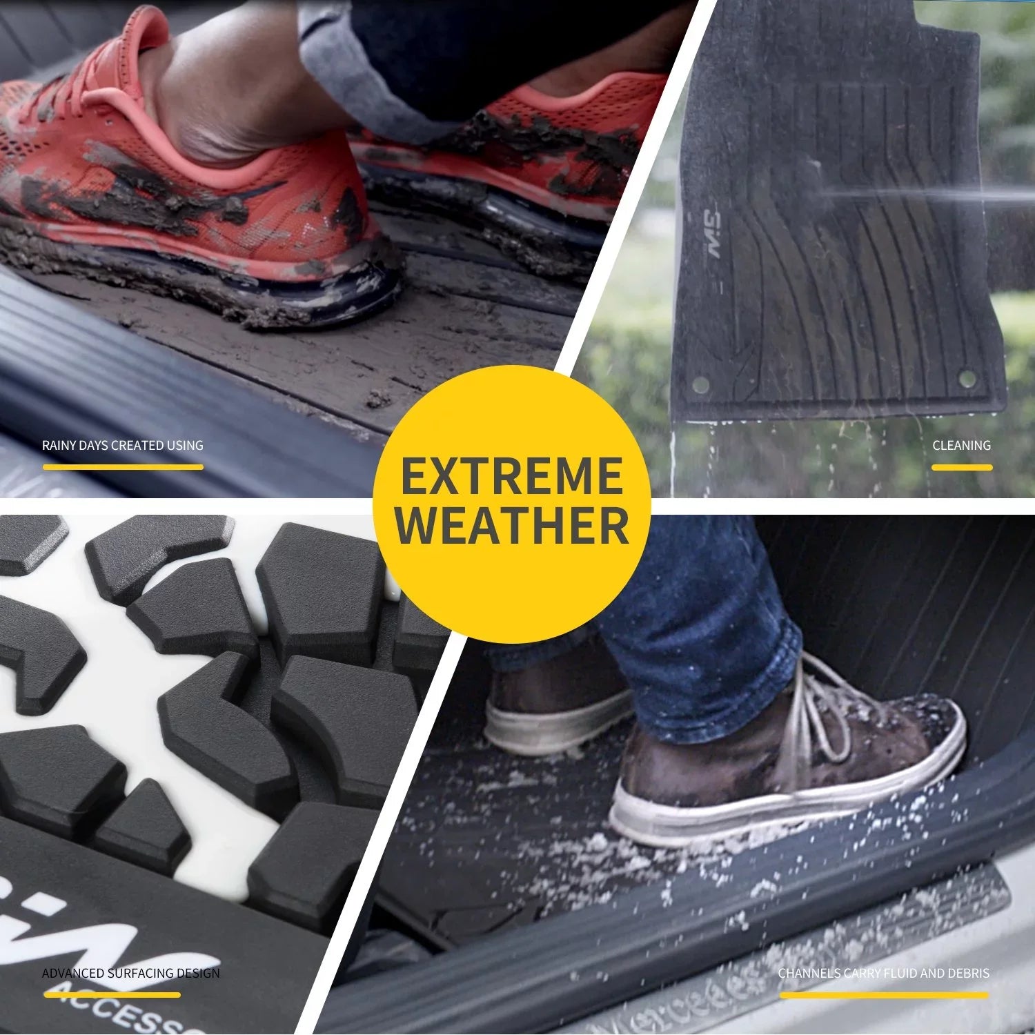 3W Floor Mats for Dodge Ram 2019 2020 ( for Storage Under Rear Seat) - Full Set All Weather Ram 1500 Crew Cab Carpet with Non-Toxic  1st & 2nd Row for Bucket Seating, Black