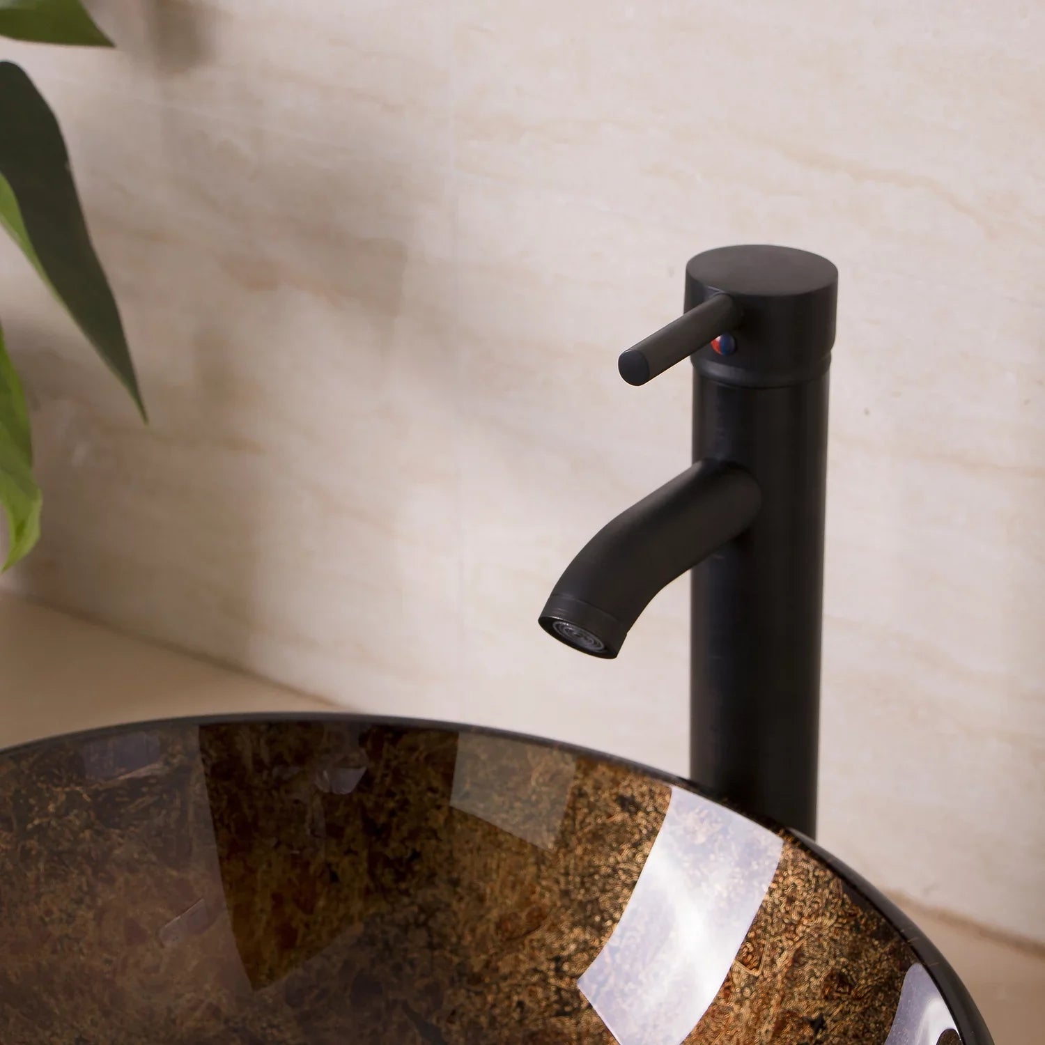 Wonline Artistic  Tempered Glass Vessel Sink Set, Wash Sink Come with Pop Up Drain Combo