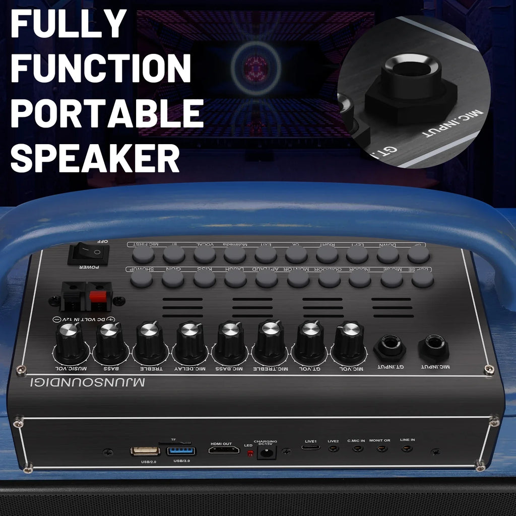 Portable Karaoke Machine Systems Wireless  Streaming Loudspeaker for Adults&Kid,14” Touch Screen/Android 12/4+64G,Support Microphone/WiFi/////Phones/