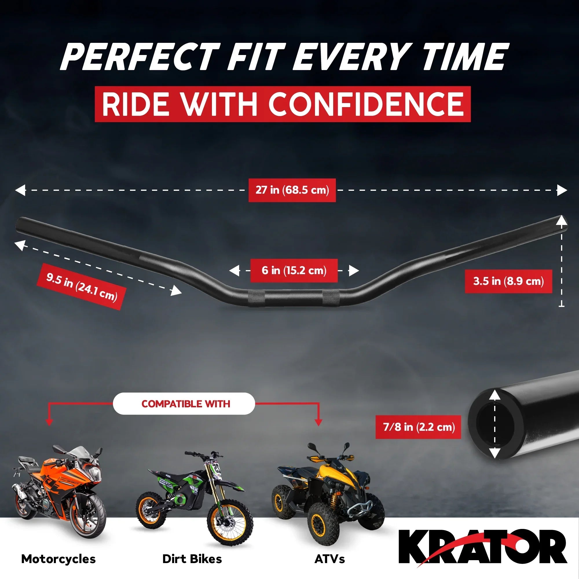 Krator Motorcycle Low-Rise Handlebar 7/8 Inch Compatible with Yamaha Majesty  125 180 200 400