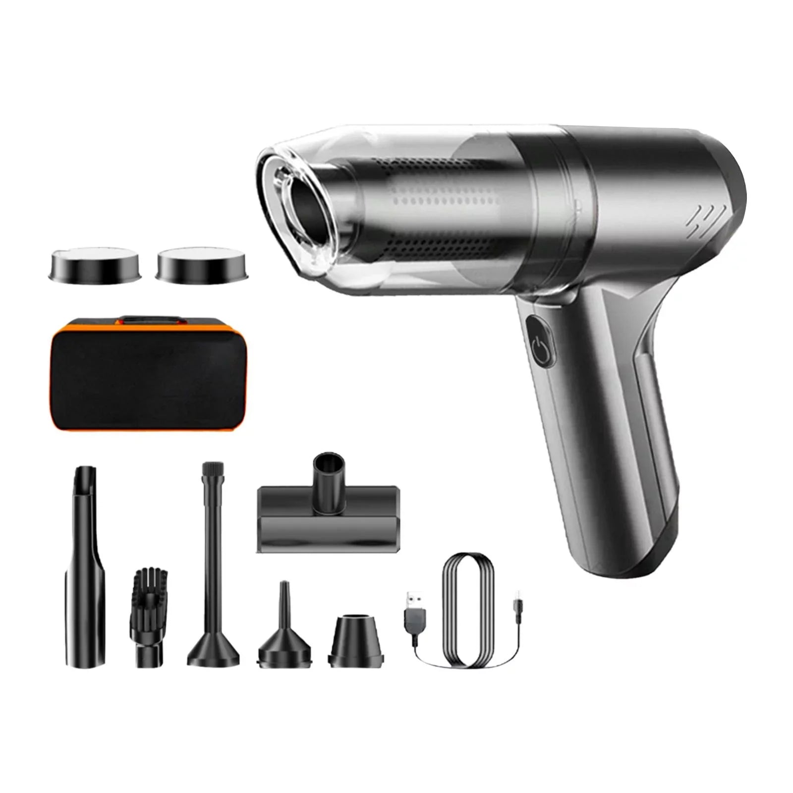 Cordless Handheld Vacuum Compact with Storage Bag with Floor Brush Portable gray with bag