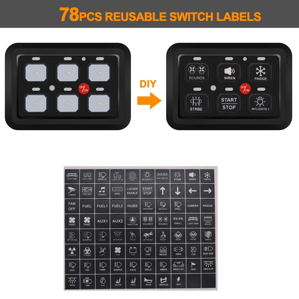 Geloo 6 Gang Switch Panel Toggle Switch Pod Multi-Function Offroad Switch Box Blue  Switch Panel Circuit Control Relay System for Car Truck