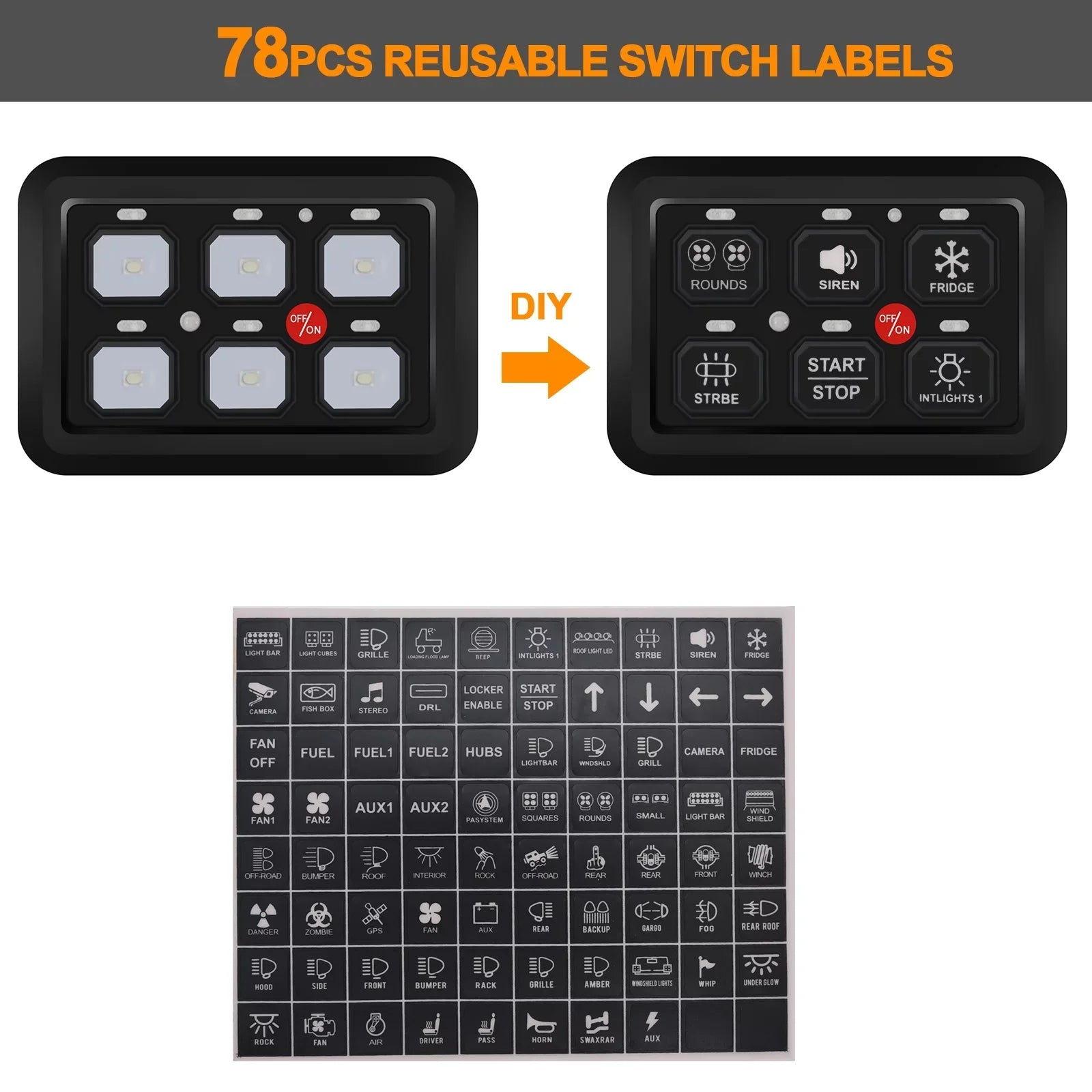 Geloo 6 Gang Switch Panel Toggle Switch Pod Multi-Function Offroad Switch Box Blue  Switch Panel Circuit Control Relay System for Car Truck