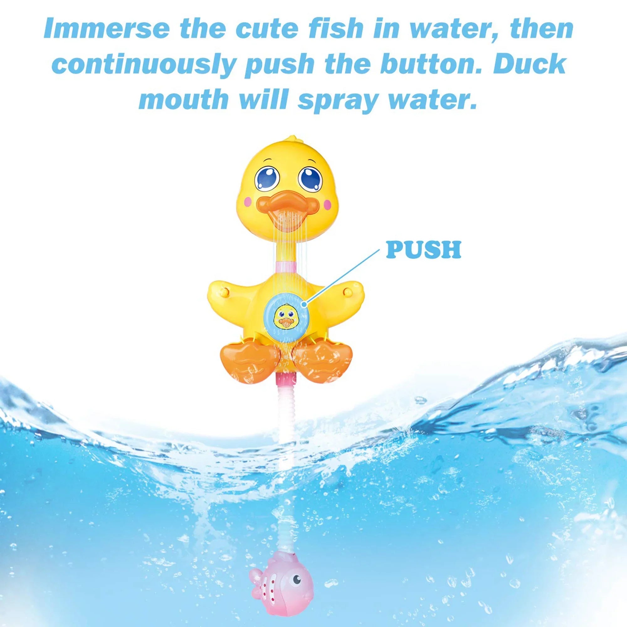 Fun Little Toys 9 Pcs Baby Bath Toys, Duck Spray Water Toy, Bath Squirters, Bath Boat, Fishing Net, Bathtub Toys for Kids, Best Gifts for Kids