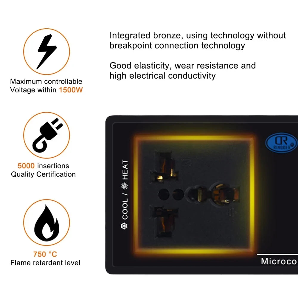 Lepmerk Digital Temperature Controller Thermostat Outlet Reptile Thermostat Controlled with Heating & Cooling Mode for Chest Freezer Home Brewing Green House Incubation Reptiles -40℃~110℃ Plug