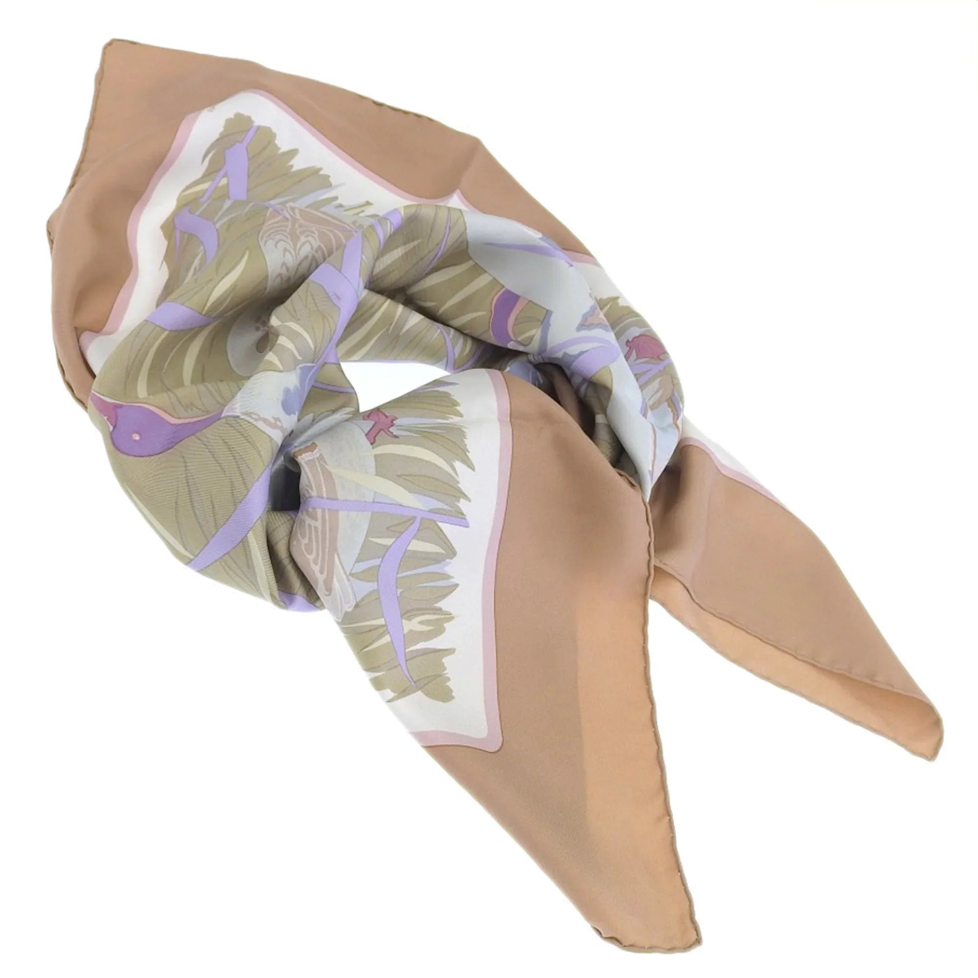 Pre-Owned Hermes  Kare90   Mallard Scarf Muffler Silk Orange (Good)