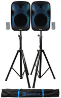 (2) Technical Pro PLIT12 Bluetooth  12" Party Speakers+Wireless Link+Stands