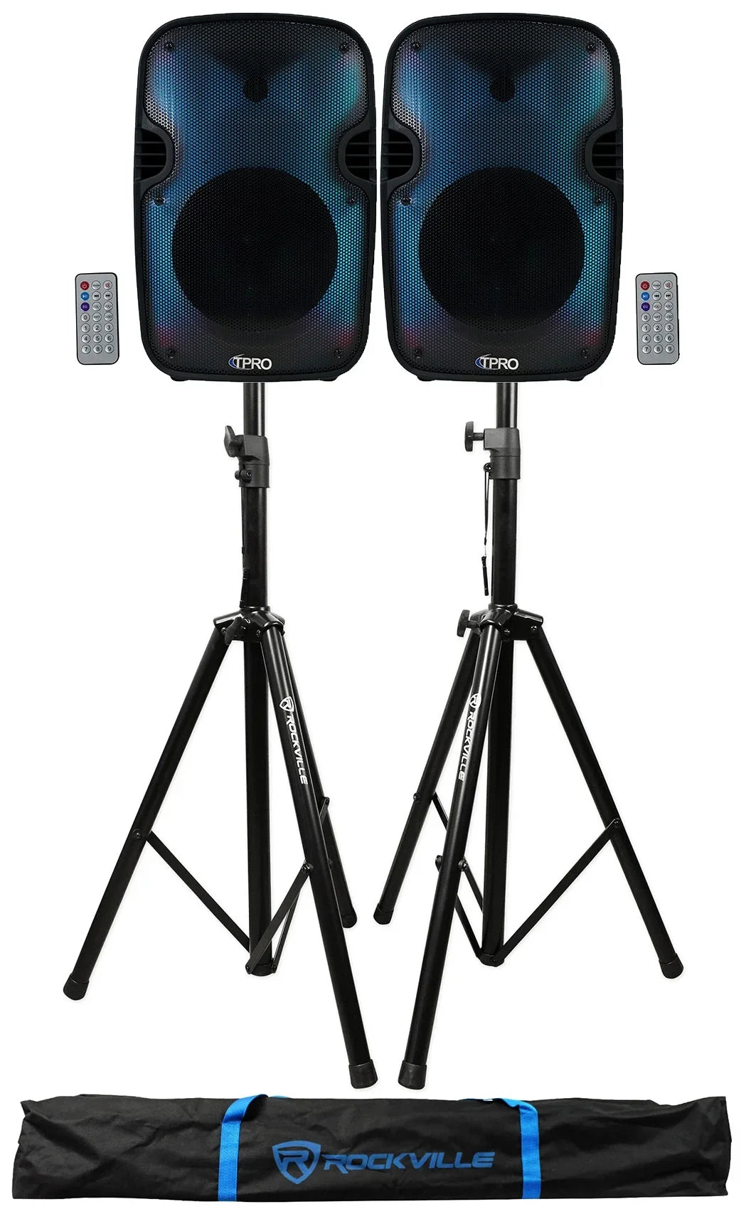 (2) Technical Pro PLIT12 Bluetooth  12" Party Speakers+Wireless Link+Stands