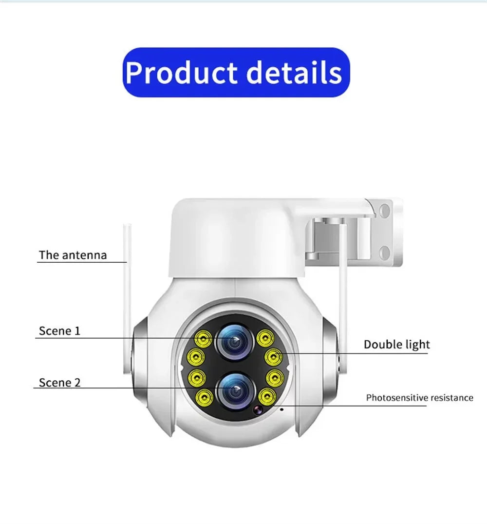 15x Zoom Outdoor Wireless Camera WiFi Surveillance Cameras 1080P Dual Lens Color Night Vision Audio Intercom  Security