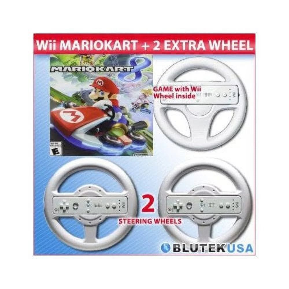 Pre-Owned Mario Kart 8 Nintendo Wii U With Original Wheel And 2 Extra Wheels
