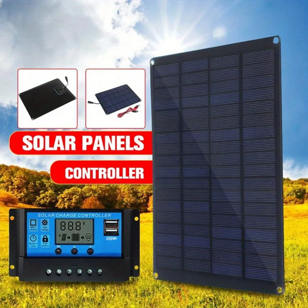 12V 18V Solar Panel With Battery Clip And 20A Solar Car Charger Controller Waterproof Solar Cells For Outdoor Camping Hiking