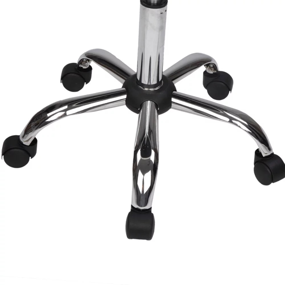 Round Stool with Backrest Plating Five-Star Feet Technician Stool Suitable for Beauty Salon, Medical Clinic, Kitchen, Studio and Home Office White