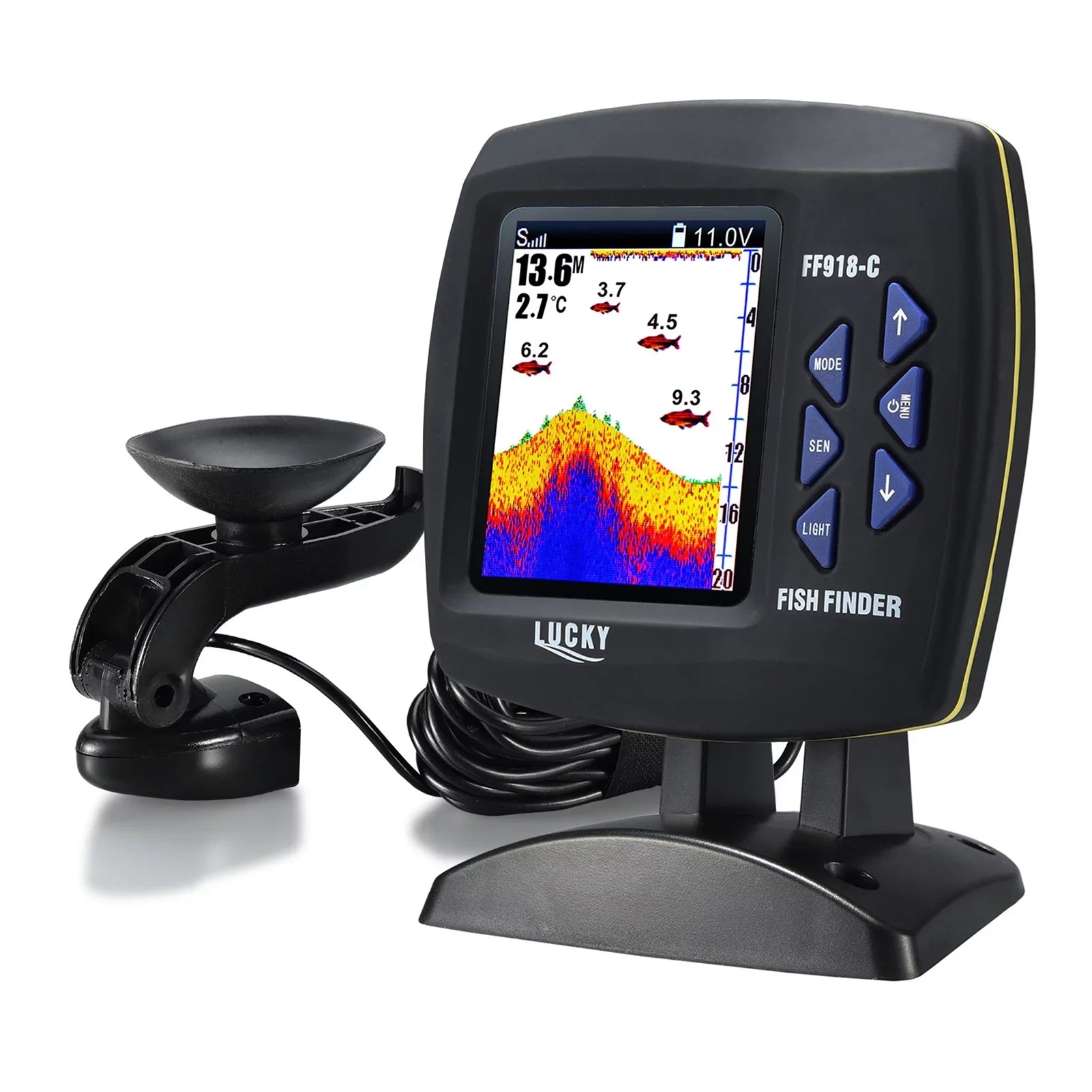 Tomshoo Fish Finder Wired Transducer Sensor Fishfinder 45 Degrees Underwater Fishing Portable Fish Finder Waterproof Underwater Monitor  Fish Locator Boat Fishfinder Fish Detector