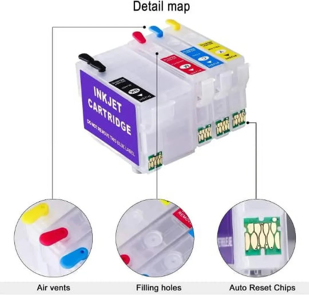 Conversion Pigment, Dye, Sublimation Ink Cartridges Empty Ink Cartridge with Single-use Chip for Epson 212XL 212  Fit for -4100 4105 -2830 -2850 Printer  Printing