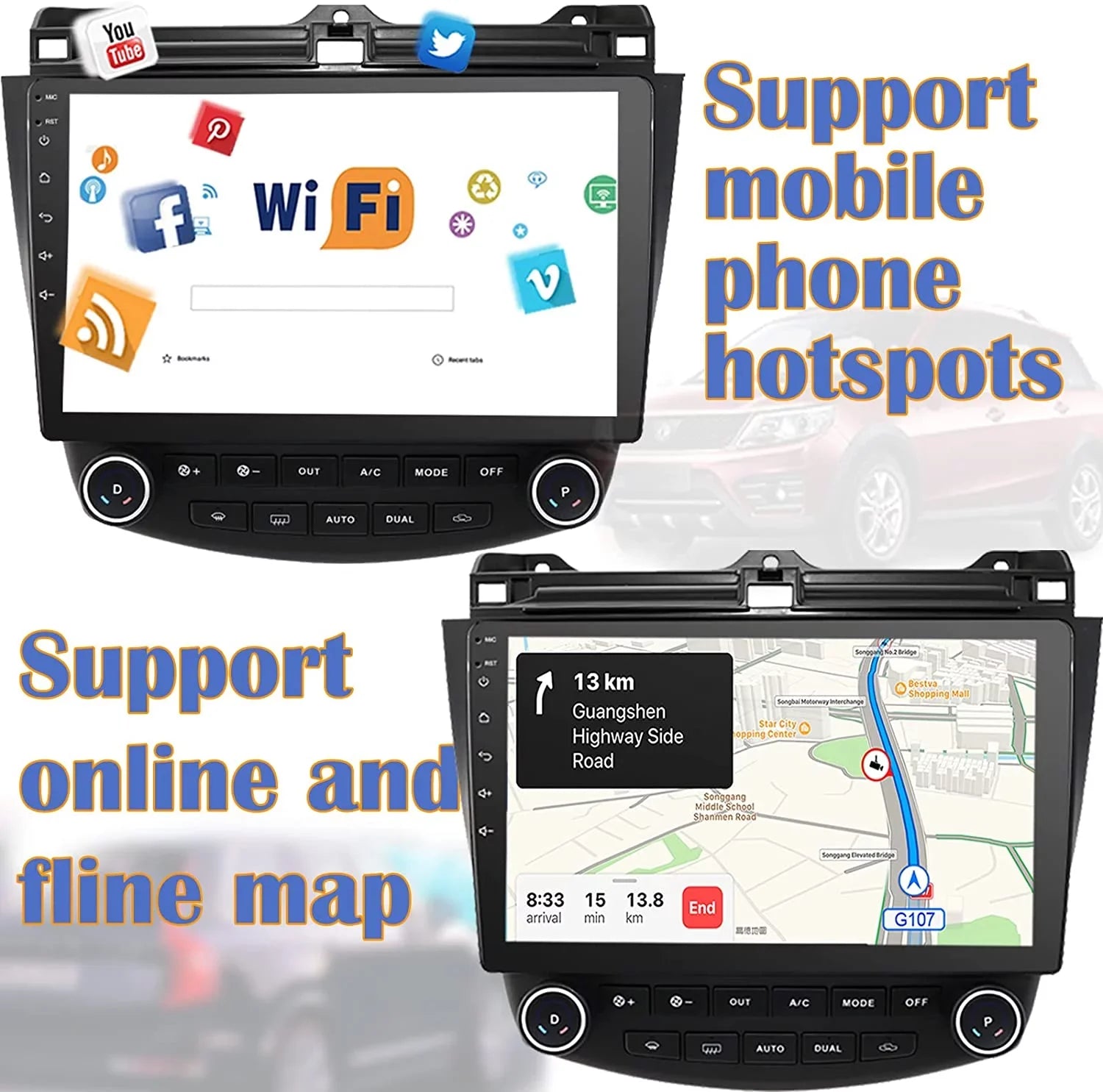 Binize Car Stereo Featuring  CarPlay&Android Auto 10 Inch Android10 for Honda Accord 7th 2003 2004 2005 2006 2007