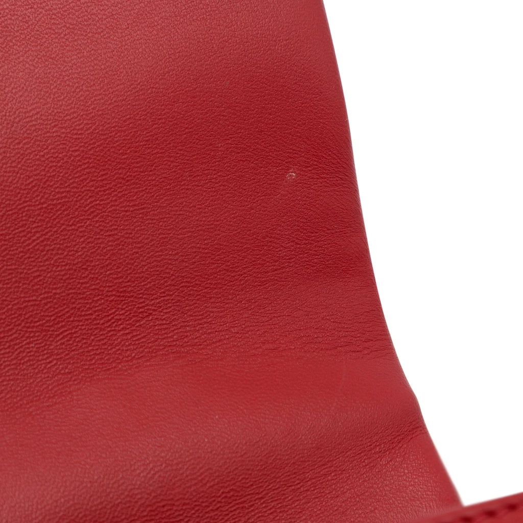 Pre-Owned Authenticated Chanel Small Easy Carry Flap Bag Lambskin Leather Red Satchel Unisex (Good)