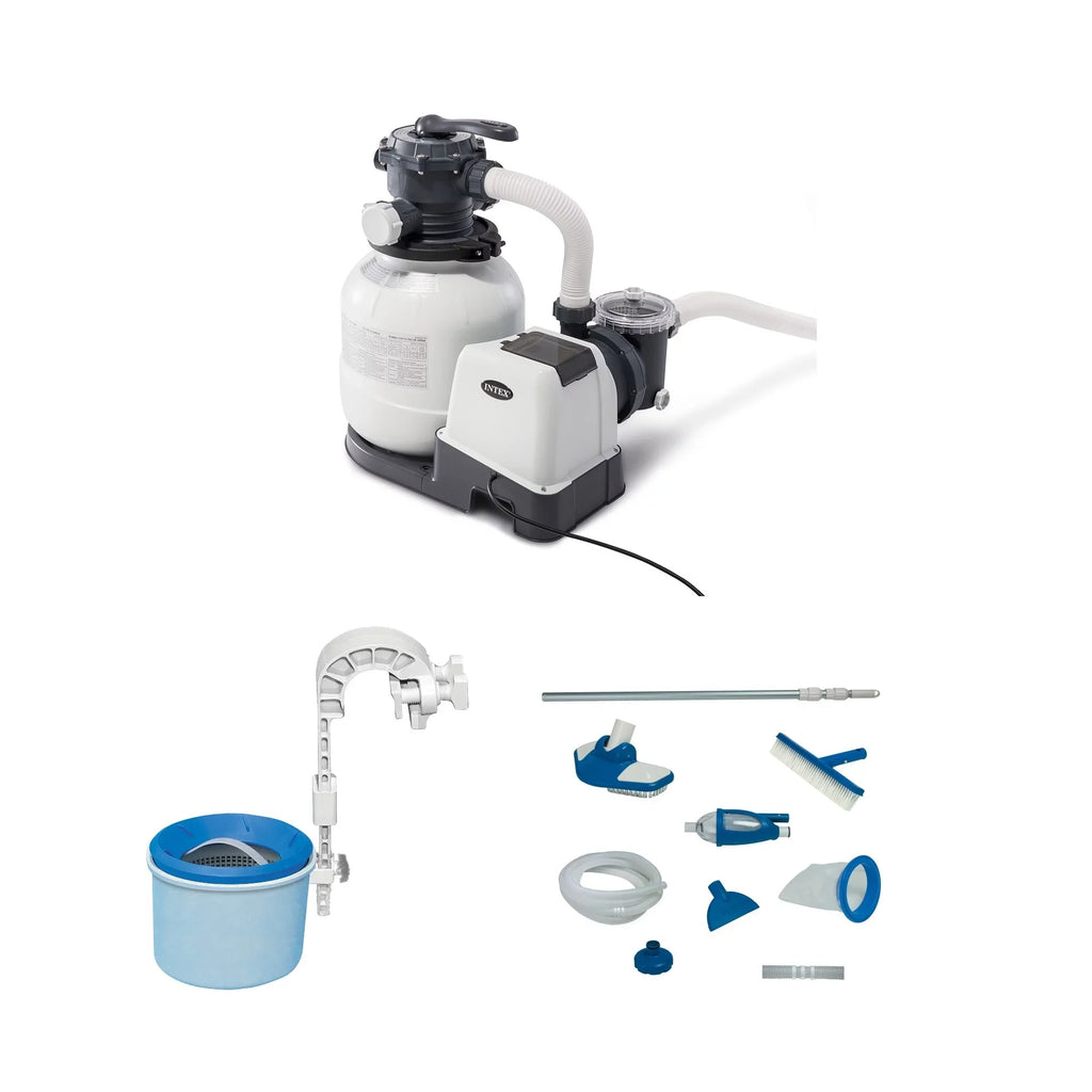 Intex 2100  Sand Filter Pump, Deluxe Pool Maintenance Kit, & Pool Skimmer