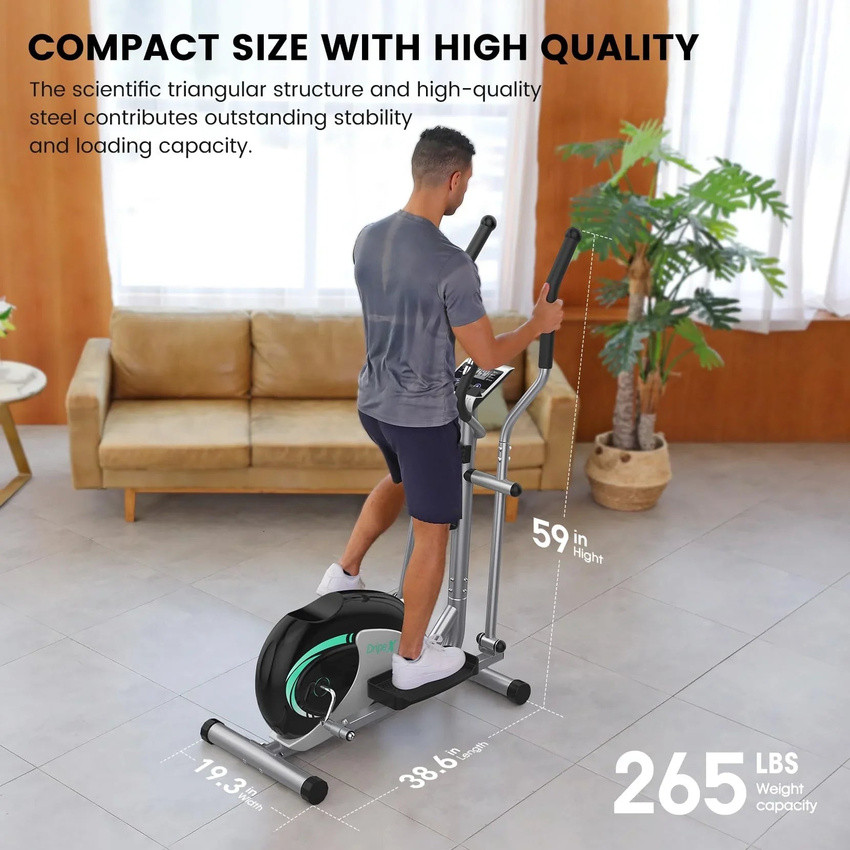 Elliptical Machine, Neche Magnetic Elliptical Trainer Fitness Equipment for Home Gym Cardio Workout 265lb