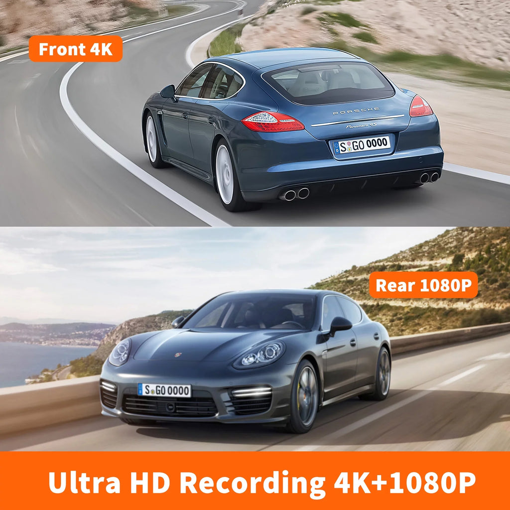 Dash Cam, 4K Dash Cam Front and Rear with Built-in , Car Camera with 1.47"  Screen, Night Vision, 170° Wide Angle, Super Capacitor, , 24H Parking Mode, Support 128GB Max