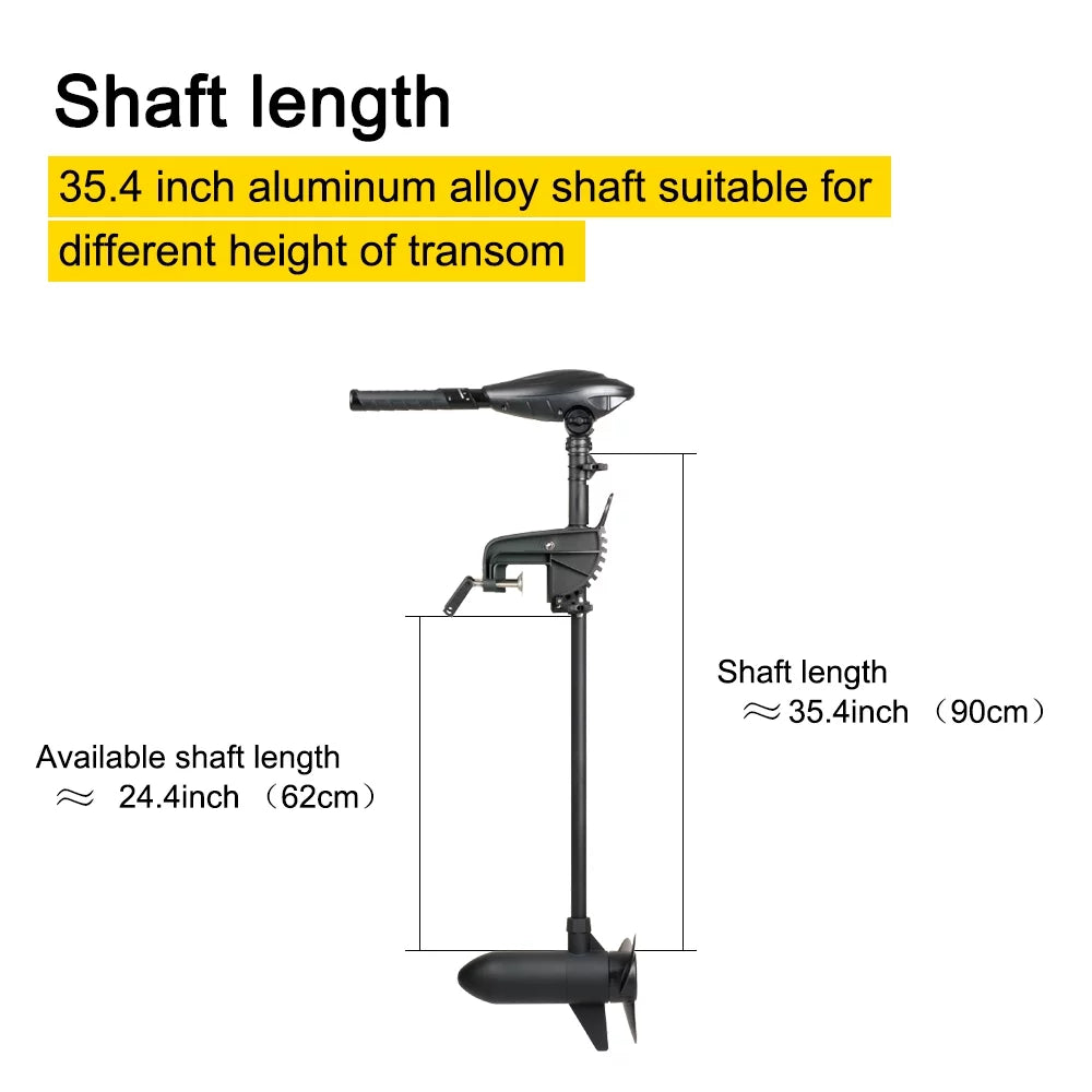 Haswing Osapian Black 12V 55LBS 36inch Shaft Transom Mount Trolling Motor