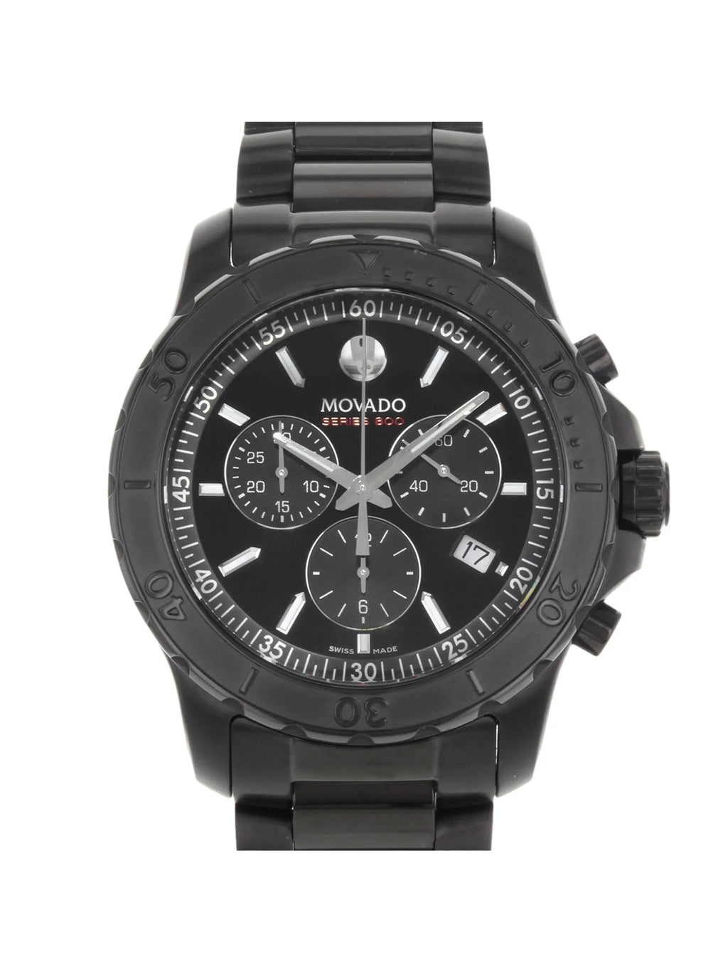 Pre-Owned Movado Series 800 Black  Coated Steel Quartz Watch 2600119 (Good)