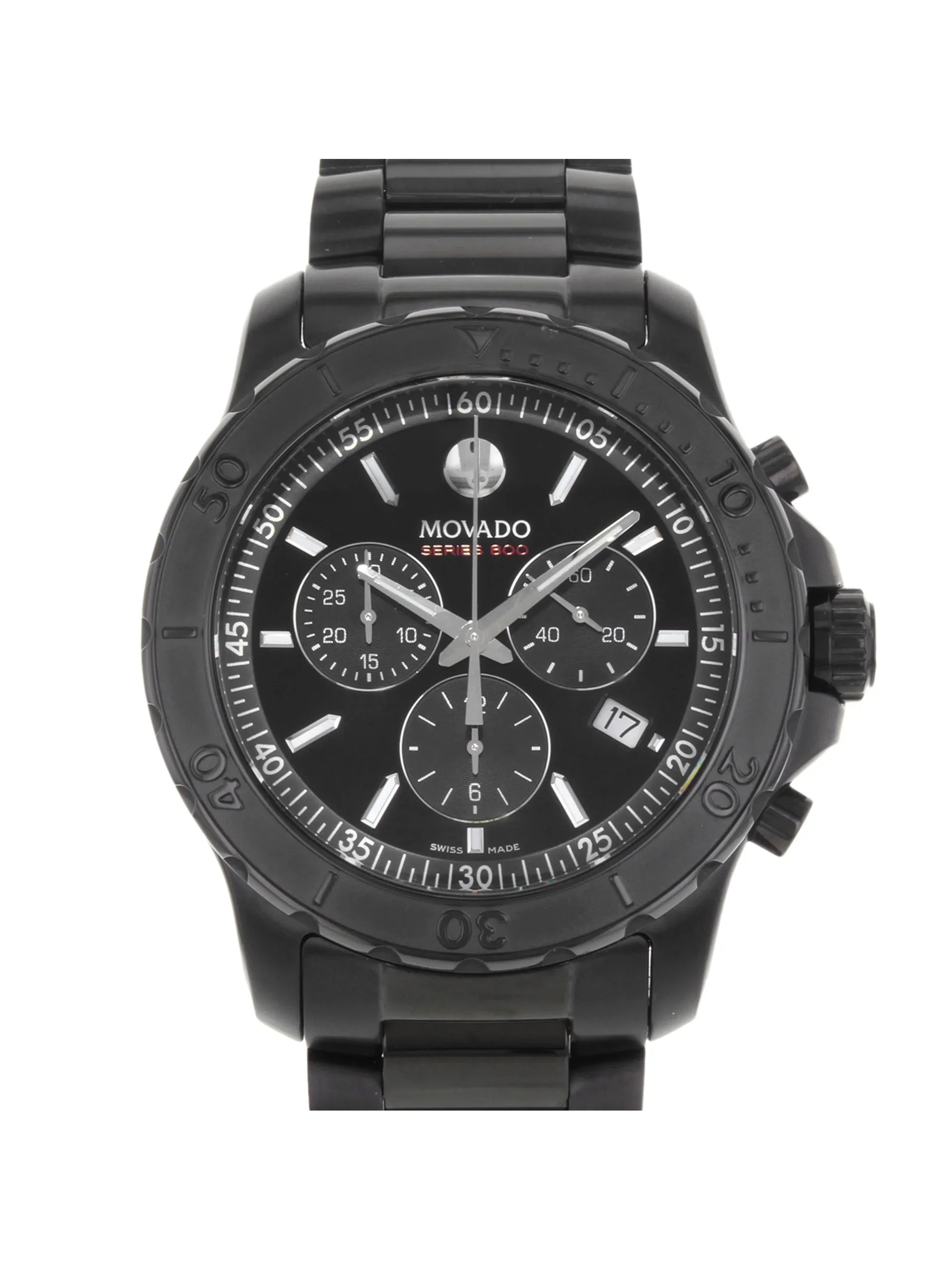 Pre-Owned Movado Series 800 Black  Coated Steel Quartz Watch 2600119 (Good)