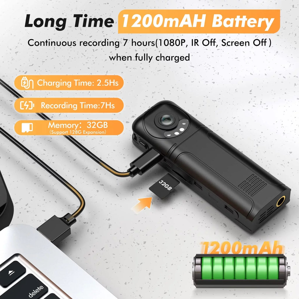 Losfom Z02 WiFi Body Camera, 1296P Body Worn Camera with Audio and Video Recording (Only Camera)