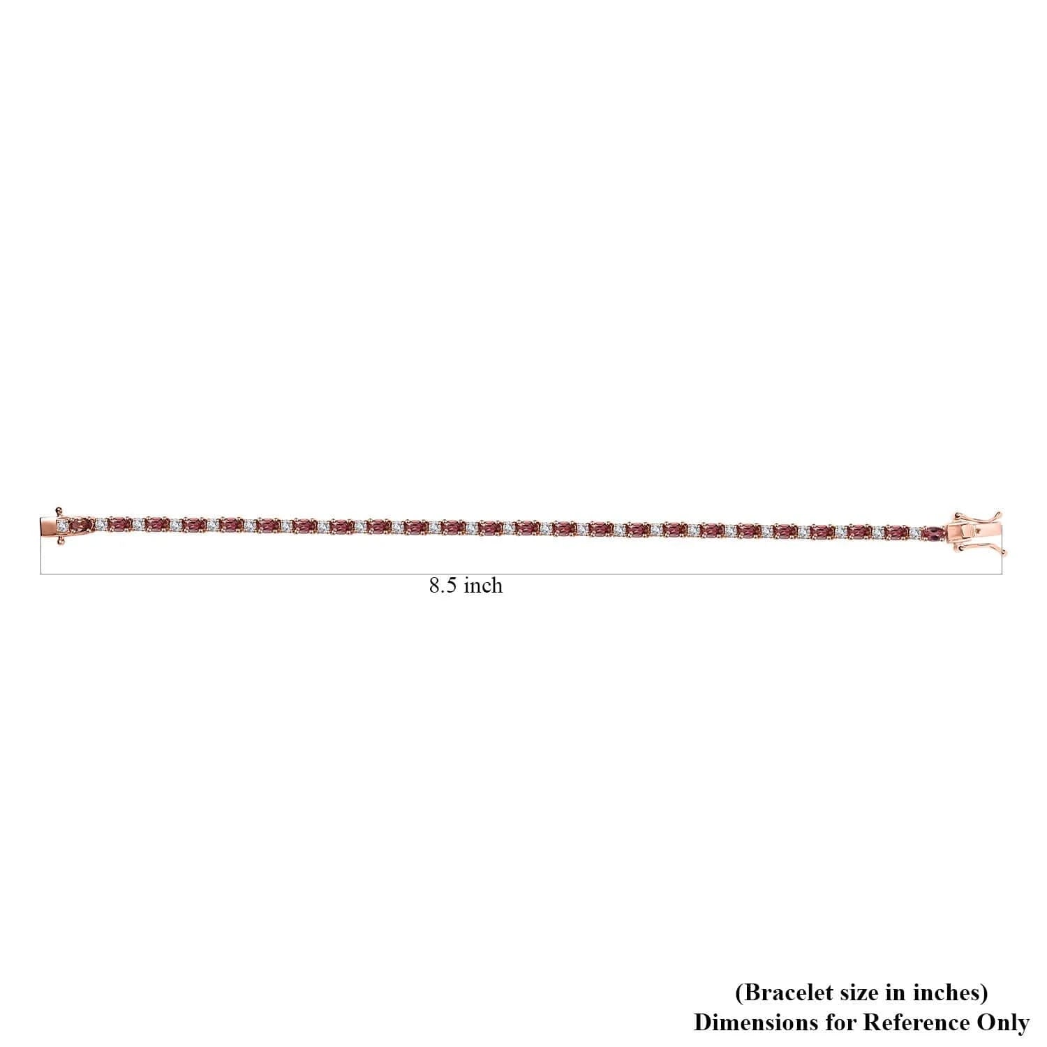 Shop  Tourmaline Moissanite Oval 925 Sterling Silver Vermeil Rose Gold Plated Bracelet Jewelry Size 8" Ct 5.74 Birthday Mothers Day Gifts for Mom