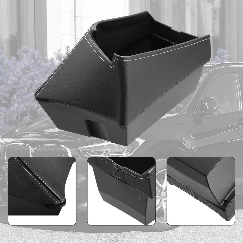 Unique Bargains Car Center Armrest  Storage Box Organizer Container Tray Black for  X1 F48 for  X2 F47 Red Side