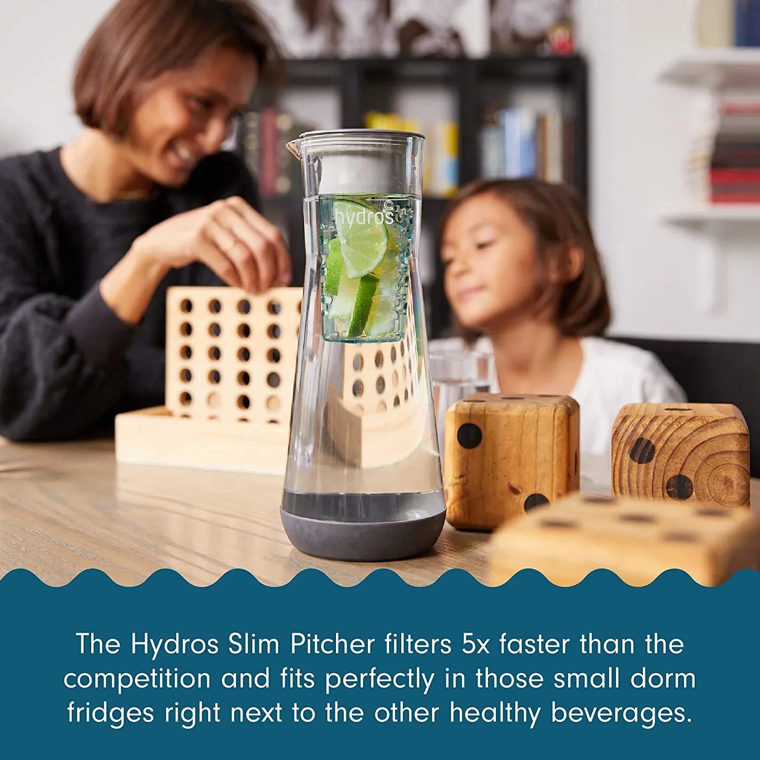 Hydros | 40oz Water Filter Slim Pitcher | Powered by Fast Flo Tech | 40 Second Quick Fill-Up | 5 Cup Capacity Slim Pitcher |  Free Plastic | Red