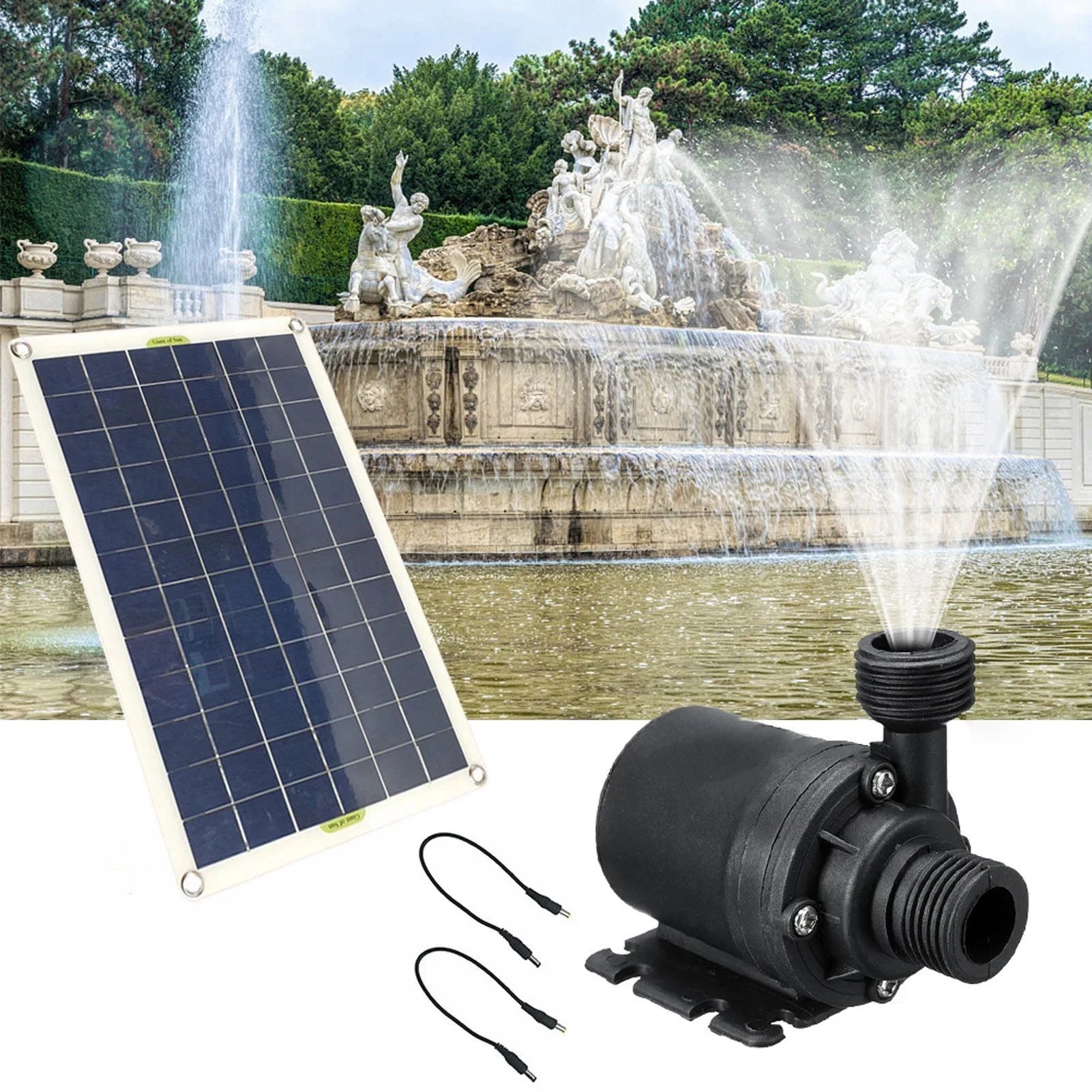 Goldmeet Solar Fountain Pump Kit 20W Panel Powered Water Submersible Low Noise 12V for Bird Bath Fish Pond Garden Hydroponic