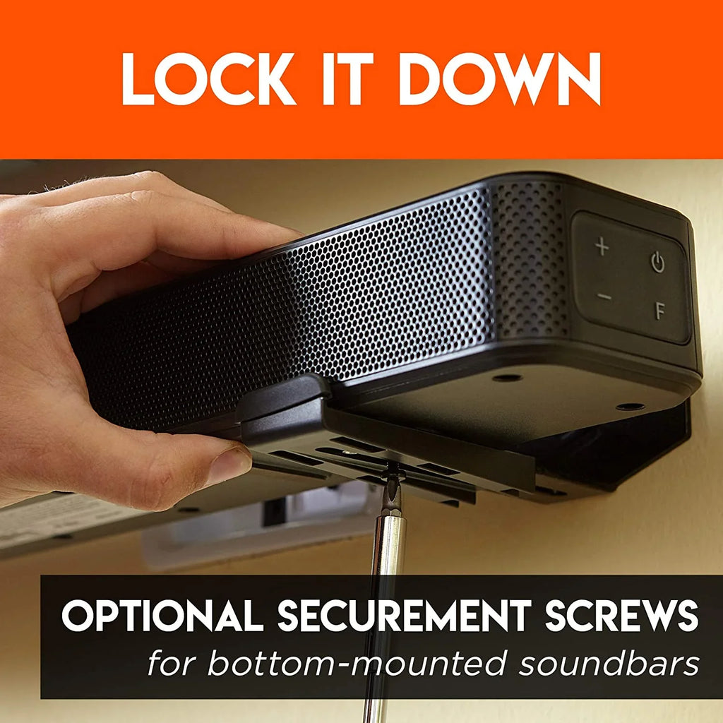 Echogear Universal Soundbar Wall Mount Bracket - Works with All Soundbars Including Samsung, Vizio, Roku, & More - Depth Adjustable for Dolby Atmos Soundbars