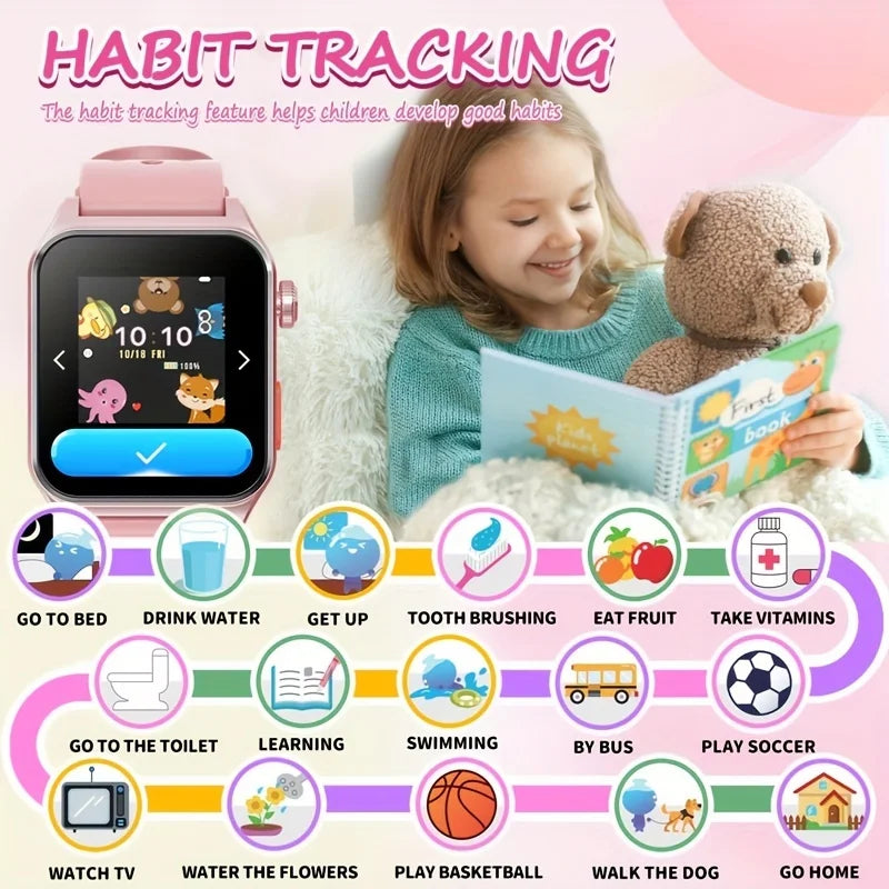 Mingwear 1.4-Inch Kids Smartwatch with Sports Tracking, Alarm Clock, Little Life Helper, Multi-Life Reminder, Kids Smartwatch (Black)