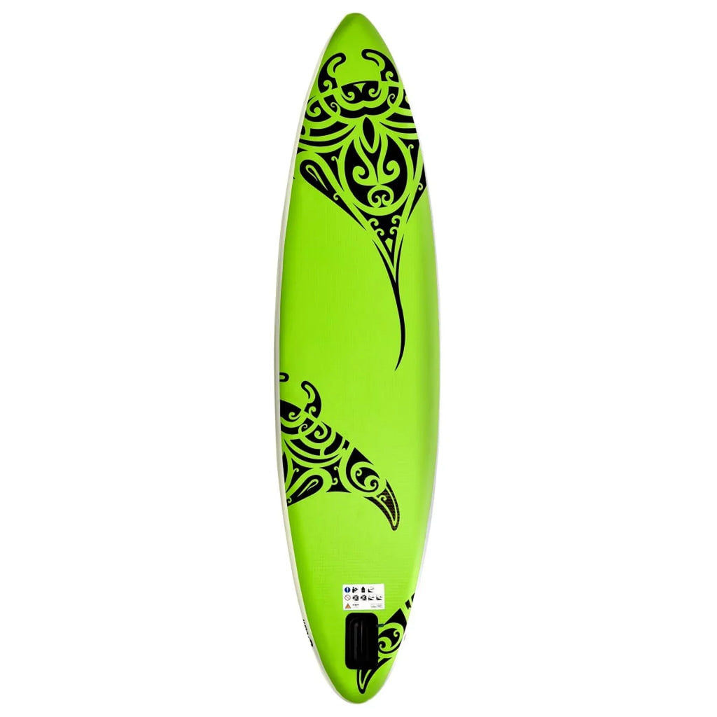 Carevas Inflatable Paddleboard Set 144.1"x29.9"x5.9" Green