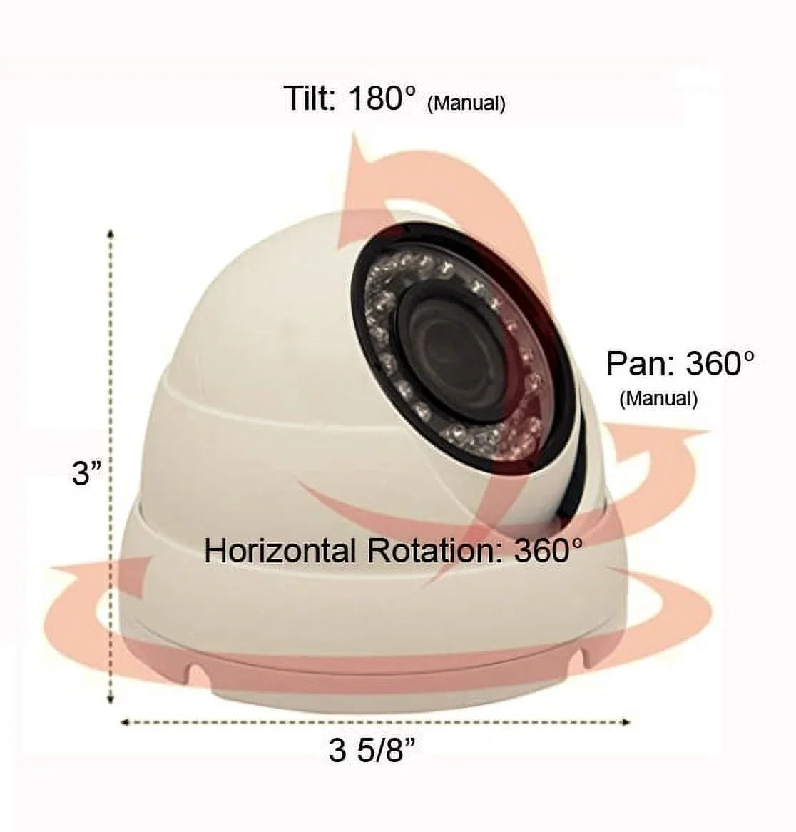 101AV Security Dome Camera 1080P 1920x1080 True Full- 4in1(, , , ) 3.6mm Fixed Lens  2.4 Megapixel  Image Sensor In/Outdoor Smart   Surveillance Home Office (White)