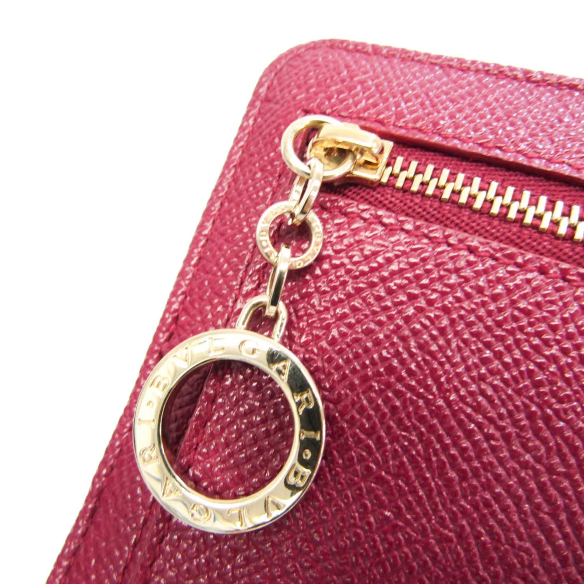 Pre-Owned Bvlgari Bvlgari Bvlgari 281715 Women's Leather Phone Wallet Purple,Red Color (Good)
