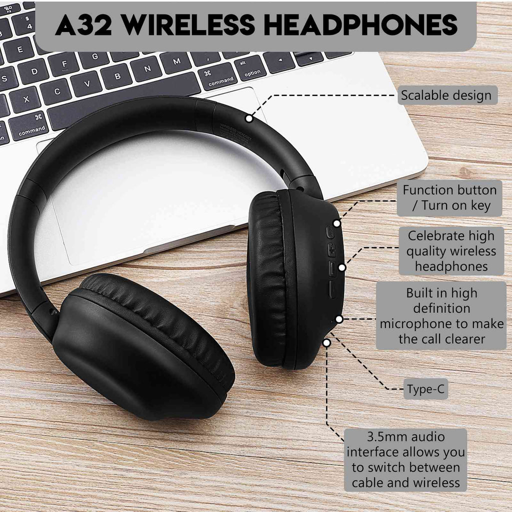 UrbanX UX35 Wireless Bluetooth Stereo Earphones with High Resolution Audio, Deep Bass, Superior Comfort Over The Ear Headphones with Mic for  Desire 625 Phone Call Support