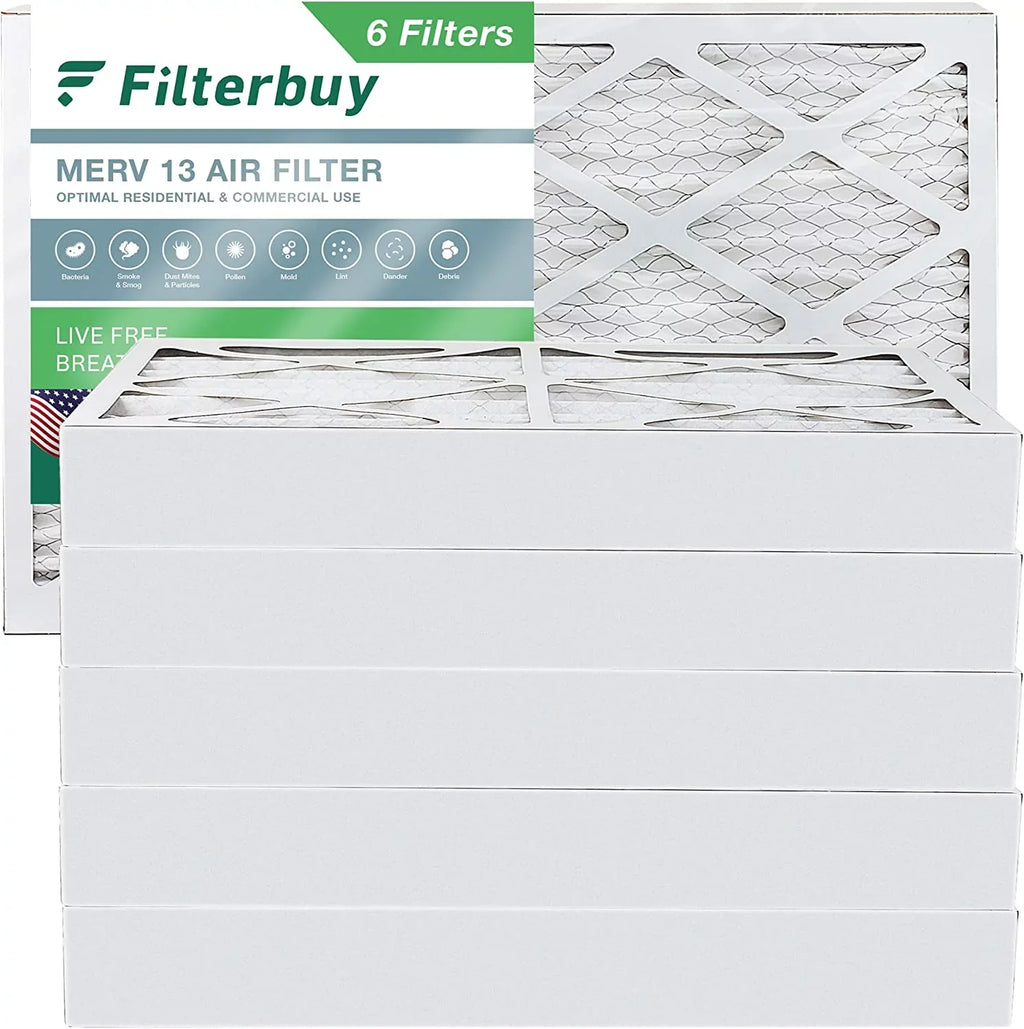 Filterbuy 10x25x4  13 Pleated   Furnace Air Filters (6-Pack)